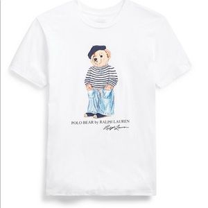 Polo Ralph Lauren Limited Edition Women's French Beret Polo Bear Tee in White.